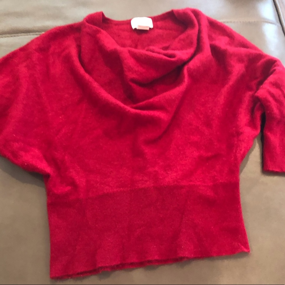 Neiman Marcus red cashmere cowl neck sweater sz S